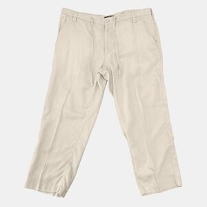 Coastal 100% Linen Pants Mens 38X30 Khaki Tan Beach Preppy Straight Leg